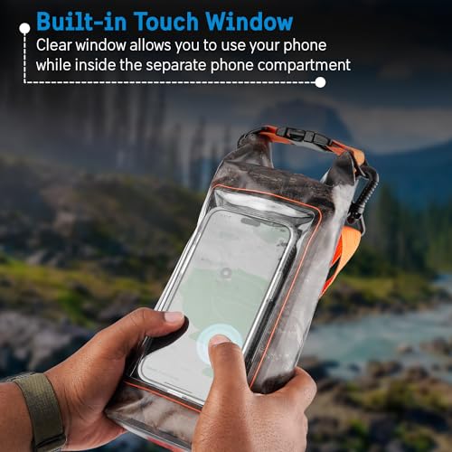 Pelican Marine IP68 Waterproof Dry Bag 2L w/Phone Pouch/Case - Hunter Camo | Roll Top Waterproof Backpack with Touchscreen Phone Pouch - Swimming, Kayaking, Camping, Rafting, Fishing & Travel Essentials - color: Hunter Camo - 2L, size: 2L
