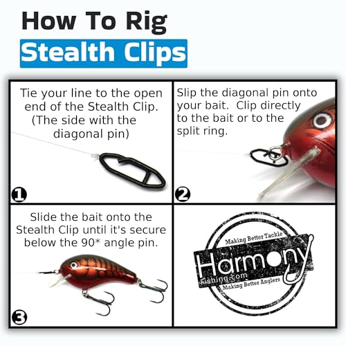 Harmony Fishing Stealth Clips (25 Pack) [Black Stainless] (Ultra-Strong, Fast-Swapping Universal Power Snaps for Fishing Lures) - size: 13mm (25# Test)