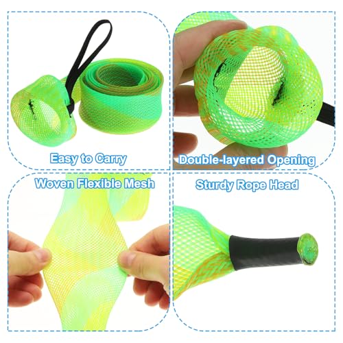 PATIKIL Rod Sock, Fishing Rod Sleeve Cover Braided Mesh Pole Protector Gloves Fishing Tools Pointed End for Spinning Fishing Rod Fly Rod Ice Rod Casting Rod - color: Green Gold, size: 75 Inch