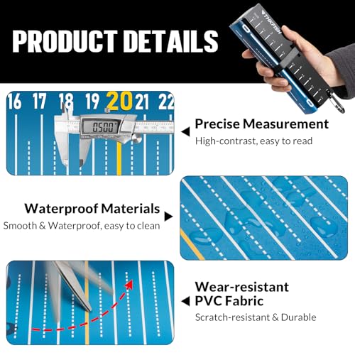THKFISH 53in Fish Ruler with Measuring Board, Portable Waterproof Folding Fishing Ruler Fish Measuring Tape for Boat, Kayak, Coolers, Yacht and Workbench (Blue) - color: Blue
