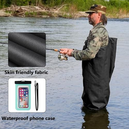 Fishing Chest Waders and Waist Wader Pants for Men, Waterproof PVC Lightweight Bootfoot Black Insulated Wading - size: 10
