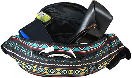 Vibe Festival Gear Rave Fanny Pack for Women Men – Festival, 4 Pockets, Adjustable Strap, Cute Waist Bag, Crossbody Belt Bag, Hiking, Running, Cycling - color: Tribal, size: Fits Most
