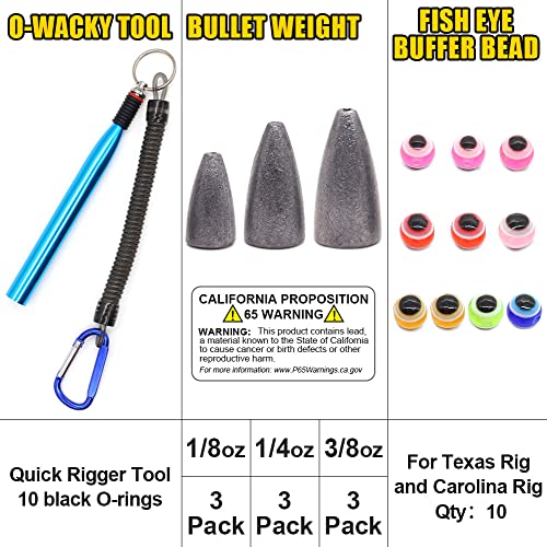 Wacky-Worms-Bass-Fishing-Lure-Kit-Wacky-Rig-Worms-Soft-Plastic-Stick-Baits3 4" 5" 6 inch - color: 80-Piece Supper Wacky Worm Kit