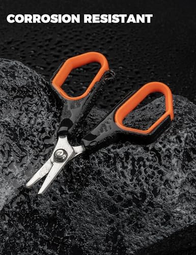 2pc Fishing Scissors,3.9" Stainless Steel Fishing Line Cutter for Fishing Braided Line,Non-Slip Grip Small Fishing Scissors for Saltwater - color: 2pc Orange