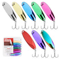 Slant Cut Spoon 8PCS – Metal Fishing Baits with High-Reflective Blades for Bass, Trout, Pike, Walleye – Sharp Treble Hooks for Freshwater & Saltwater, Long Casting, Lake & River Fishing - size: 3/4oz