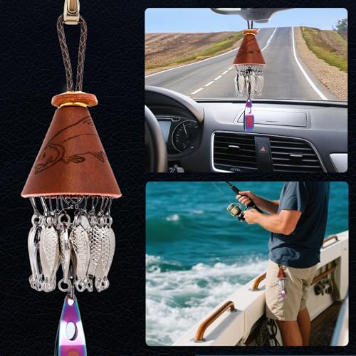Fishing Decor Backpack Car Hanging Charm, Hanging Fish Chime,Handicraft Gift for Fishing Enthusiasts Multi-Functional Lure Gear - style: Copper
