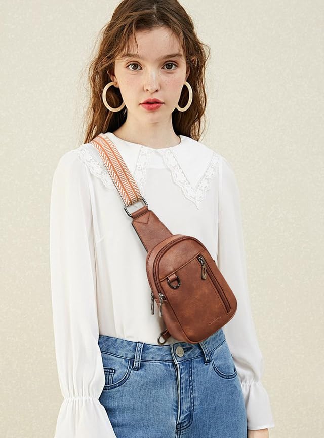 cakang Womens Sling Bag Crossbody Bags for Women Vegan Leather Sling Backpack Daypack Fanny Pack Crossbody Purse Travel - color: 5-brown-mini