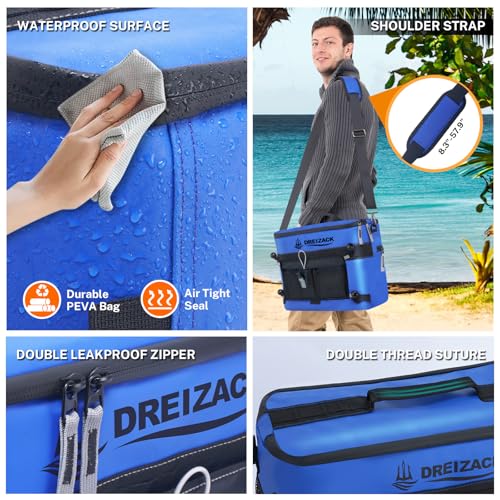 Dreizack Kayak Cooler Behind Seat, Waterproof Cooler for Kayaking,Paddle Board Cooler Compatible with Lawn-Chair Seat Kayak Accessories Cooler Bag Kayak Cooler Tow Behind for Camping Fishing - color: Blue