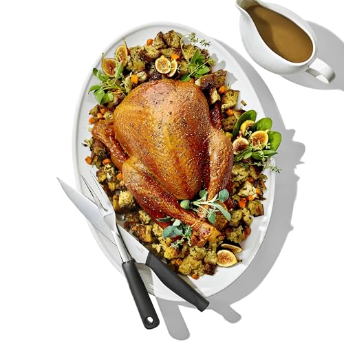 OXO Carving Set |Soft-Grip Duo Designed for Effortless Carving and Serving |2-Piece Fork & Knife Set | Spear, Secure, Cut & Serve Roasted Meat - style: Carving Set
