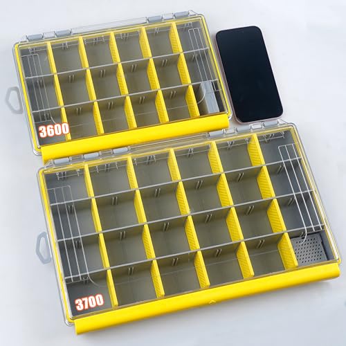 OROOTL Waterproof Fishing Tackle Box Organizer Versatile Storage Organizer Box with Adjustable Dividers Transparent Tackle Boxes Saltwater Freshwater Fly Fishing Accessories Gift for Men - style: 3700 (14.17"x8.9"x1.89")-1pcs