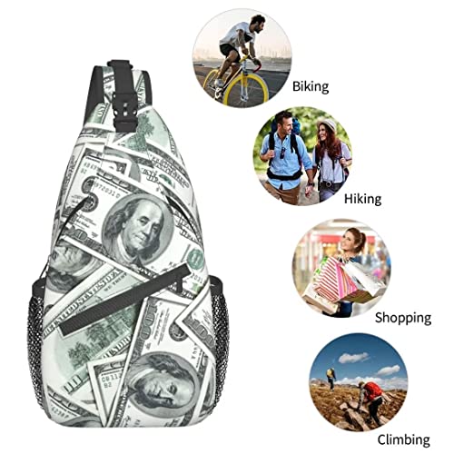 Funny American Dollar Money Sling Bag Crossbody Backpack for Men Women Heap Of One Hundred Dollar Bills Money Background Chest Bag Casual Shoulder Backpack Travel Hiking Daypack Outdoors - color: American Dollars