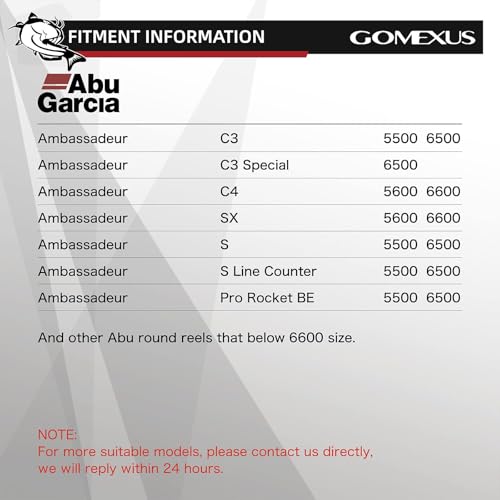 GOMEXUS Power Handle for Abu Garcia Ambassadeur C3/C4/S/SX 5000-7000 Round Fishing Reels Catfish Special Crank - color: For Abu 5000-6500 Red
