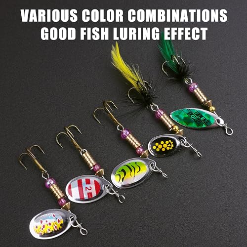 Spinnerbaits Rooster Bait Tail Fishing Lures Kit Inline Spinner Spoon Lures Bass Salmon Trout Hard Metal Spinner Baits for Saltwater Freshwater - style: 5pcs Spinnerbaits-a