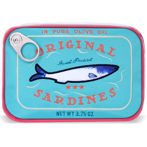 Cessfle Canned Sardines Makeup Bag, Funny Sardine Tin Fish Cosmetic Bag, Creative Cute Makeup Bag Kawaii Pencil Case Pouch, Coquette Make up Pouch for Women… - color: Blue mix Pink