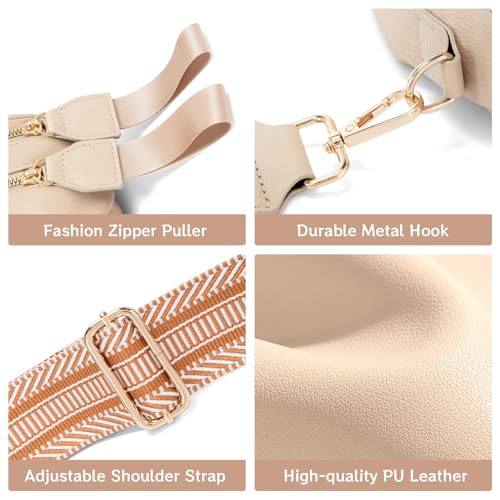 oscaurt Leather Crossbody Bag Bum Bag for Women Large Sling Bag Cross Body Purse Shoulder Handbag Fanny Pack - color: Apricot, size: Large