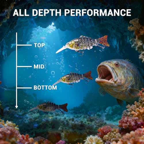 Keenjorika Fishing Lures Multi Jointed Fish Fishing Kits, Slow-Sinking Lifelike Segmented Swimbait Crankbaits, Realistic Swimming Action for Bass, Trout, Pike & Walleye, Freshwater and Saltwater - color: 3 Pack-Style 11
