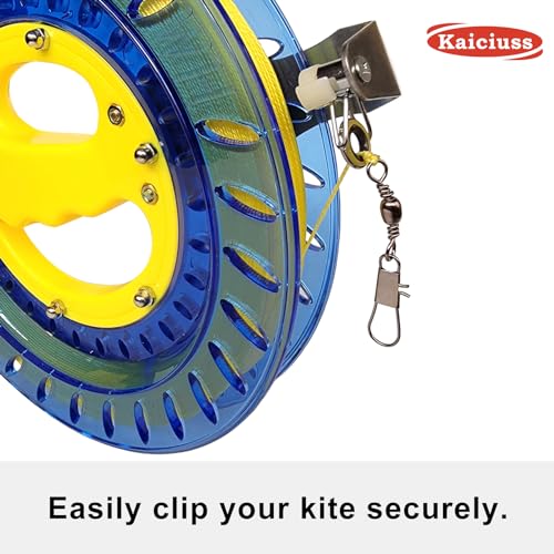 Kite Reel Winder with Line, Kite String Reel for Kids & Adults, Easy to Use Kite String and Spool, it Comes with Durable Kite Thread and Connector - size: 8 inch, style: Dark Blue Kite Reel