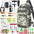 THKFISH 85Pcs Fishing Tool Kit, Fishing Backpack with Tackle Boxes Included, Fishing Tackle Kit Include Fishing Bait Lure Gear Kit, Fishing Pliers, Fish Hook Remover, Lip Gripper - color: Digital Camo
