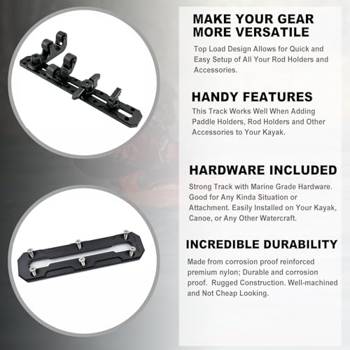 Kayak Track, Low Profile Nylon Kayak Mount Track, Kayak Rail Track for Fishing Rod Holder, Cup Holder, 6/9/12 INCH - style: 9 inch(1pack)