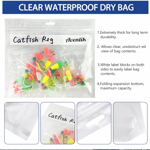 Aventik Fishing Bait Storage Bags -(10/20PACK) Durable Clear Organizer for Soft Plastic Baits, Lures, Tackle & Fishing Gear - Waterproof and Reusable Size 11.18” X 9.45”(20pcs) - size: 11.18 X 9.45inch-20PACK