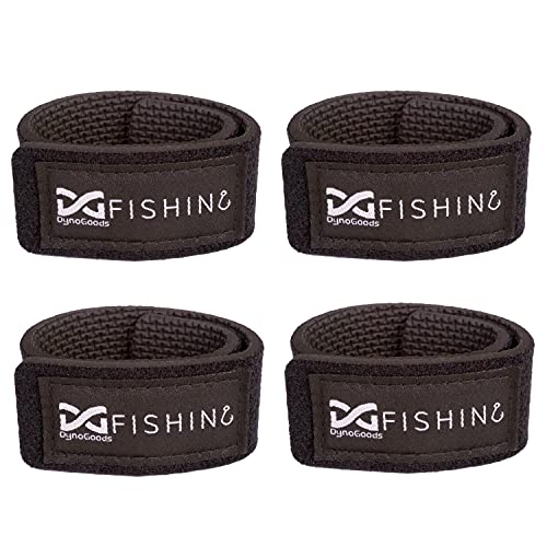Fishing Rod Straps for Casting, Spinning, or Fly Rods, Pole Ties (4-Pack) - color: Black