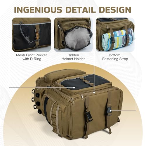 Goture Fishing Backpack, 66L 600D Tackle Backpack with Cooler,3 Rod Holders, Helmet Holder, Rain Cover, Saltwater Large Fishing Bag for Camping Hiking, Gear Storage Bag, Gifts for Men - color: B1:khaki(without Tackle Box)