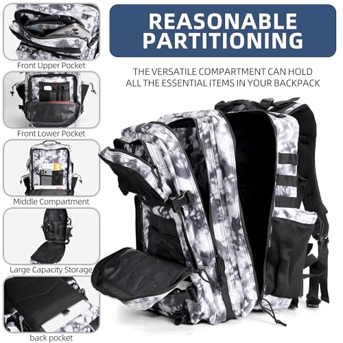 gracedon Tactical Backpack - Military Molle Bag 3 Days Pack for men and Women Large Assault Rucksack 45L (Black) - color: Gray