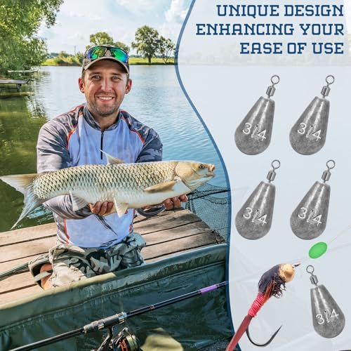 Landhoow Bell Sinkers Weights Casting Swivel Bell Sinkers Fishing Weights Rig for Ocean Saltwater Freshwater Surf Bass Fishing Casting Gear Tackle - size: 3/4oz