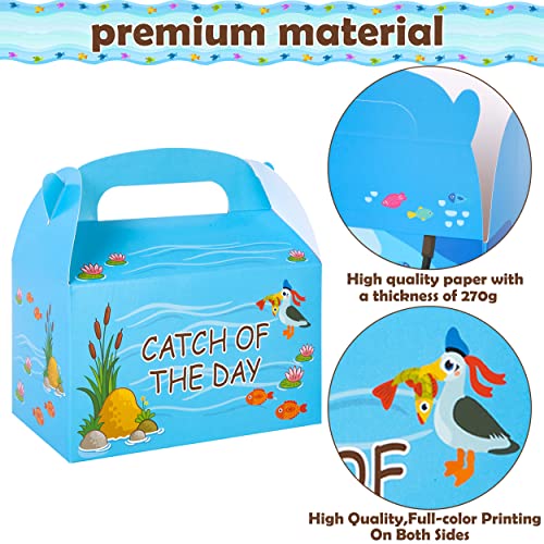 iPartyFun Fishing Birthday Party Supplies Fishing Party Gift Treat Boxes for Gone Fishing Theme Baby Shower Supplies Set of 12