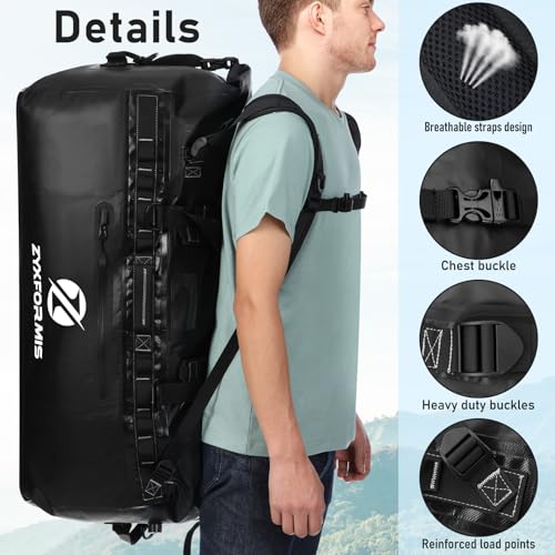 Waterproof Duffle Bag, Large Marine Dry Bags, Heavy Duty Adventure Travel Bag for Men and Women, Waterproof Duffel Backpack for Kayaking Boating Hiking Camping Vacation, 65L 110L 160L - size: 65L