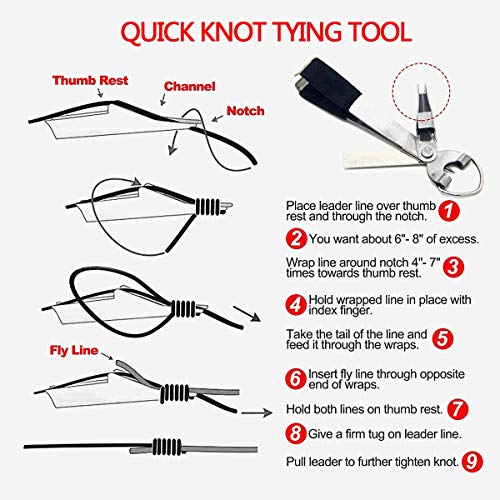 Fishing Quick Knot Tying Tool 3 Sets Stainless Steel 4 in 1 Tool Including Quick Knot Knotter Fly Line Clippers Hook Sharpener Hook Eye Needle with Zinger Retractor