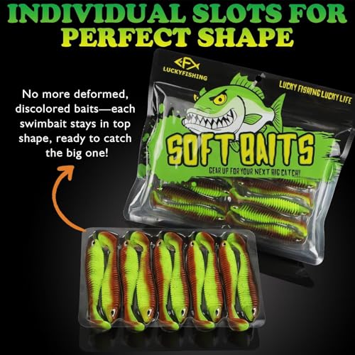 LUCKYFISHING Paddle Tail Swimbaits 10/16/20 PCS Fishing Lures Soft Plastic Lures for Trout Crappie Walleye Soft Baits for Bass Fishing Freshwater Saltwater 4.1/3.5/3/2.5 Inch - color: Green Pumpkin Chartreuse, size: 3.5 inch-10pcs