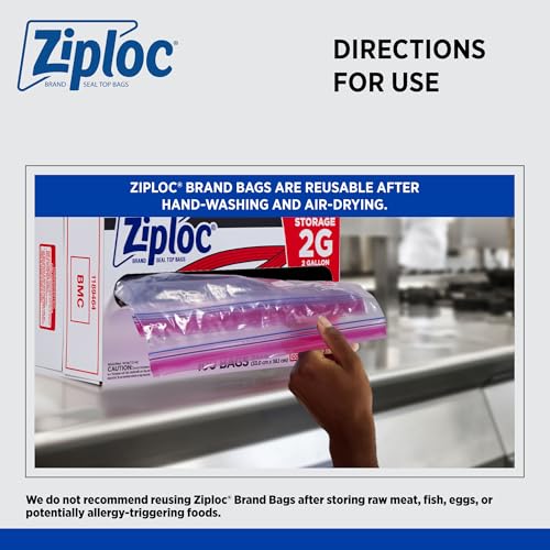 SC Johnson Professional Ziploc Brand Food Storage 2 Gallon Bags, Food Storage Ziploc Brand Bags, Commercial Pack, 100 Count Box, for Professional Use Only - size: 100 Count (Pack of 1)