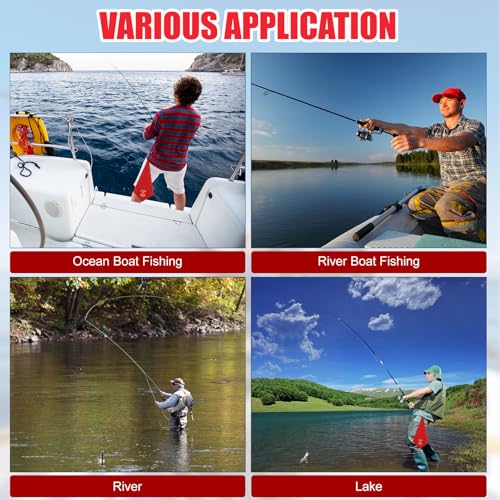 VioraWhite 8 Pieces Fishing Tools Kit Fish Hook Remover Set Include Fishing Pliers Lip Gripper Multifunction Scissors Gloves Towel Keychain Hook for Men Women Gifts - color: Red