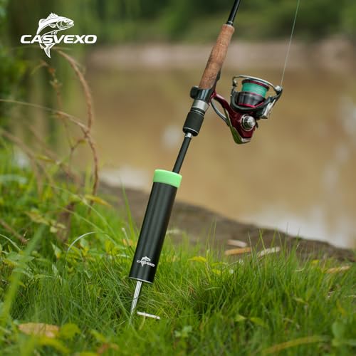 4 Pack Fishing Rod Holder, Aluminum Fishing Pole Holder for Ground, Rod Holders for Bank Fishing, Double Spike Support, 4 Free Alarm Bells