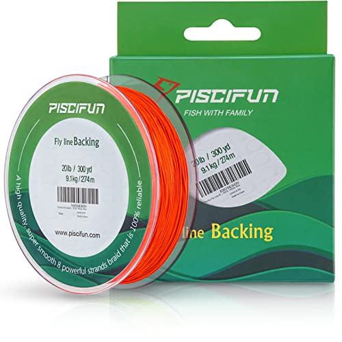Piscifun Fly Line Backing, Braided Fly Backing Line - color: Orange, size: 20lb/300yd