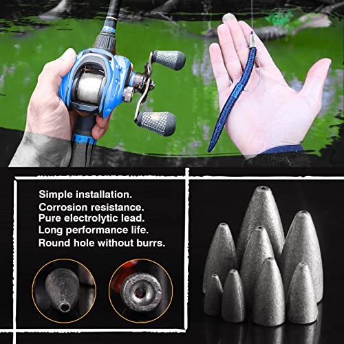 AMYSPORTS Bullet Drop Weights Sinkers Kit Saltwater Removable Fishing Sinkers Tackle Lead Bass Fishing Sinkers Shot Casting Freshwater - size: Size7 (3/4oz.) 25 pcs