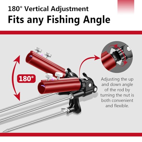 2 Pack Fishing Rod Holders for Bank Fishing, Multifunctional Stainless Steel Fishing Pole Holders for Ground, 360 ° Adjustable & Detachable Easy to Carry, Gift for Men Father’s Day, Birthday Day - style: Away