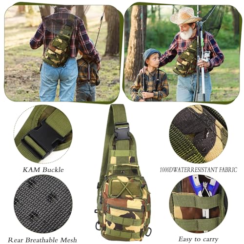 Sosation 134 Pcs Fishing Tool Fishing Tackle Box Kit and Equipment for Adults Beginner Gift, Hook Remover, Pliers Kit, Backpack Tackle Container Lures, Lip Gripper, Weigh Scale - color: Jungle Camouflage