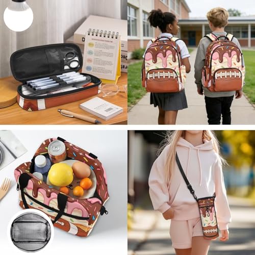 Sweetheart Print Backpack for Boys 4 Pack School Bag Rucksack with Reusable Lunch Bag Water Bottle Carrier Bag Pencil Case Set - color: Sweetheart Print