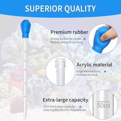 2 Pieces Long Pipette for Fish Tank Coral Food Feeder Long Syringe Reef Coral Food Spot Feeder Tube for Reef Aquatic Plant Spider Snake Lizard - size: 17.7 in Pipette (2 Pieces)