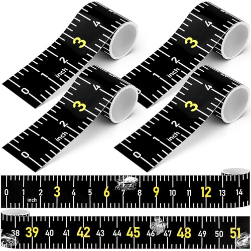 4 Pack Fishing Ruler for Boat 51 Self Adhesive Fishing Measuring Tape Fish Measuring Decals Waterproof Black Self Adhesive Measurings Ruler Sticker - color: Black