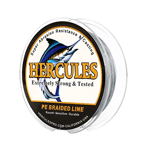 HERCULES Cost-Effective Super Cast 8 Strands Braided Fishing Line 10LB to 300LB Test for Salt-Water,109/328/547/1094 Yards(100M/300M/500M/1000M),Diam.#0.12MM-1.2MM,Hi-Grade Performance,Variety Colors - color: Gray, size: 10LB-0.12MM-109YDS(100M)-8 STRANDS