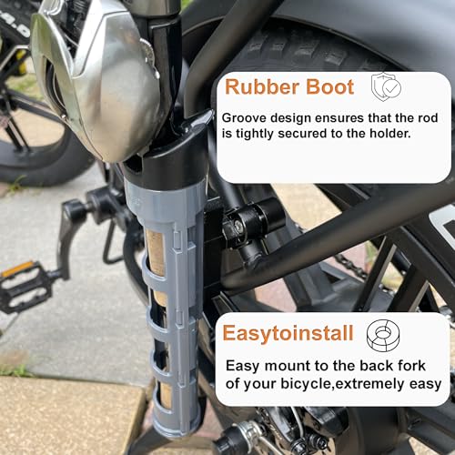 Bike Fishing Rod Holder, Fishing Rod Holder for Bike , E-Bike Fishing Rod Holder, Easy to Install for Bicycles, E-Bikes, Motorcycles, Boats and ATVS, Gray