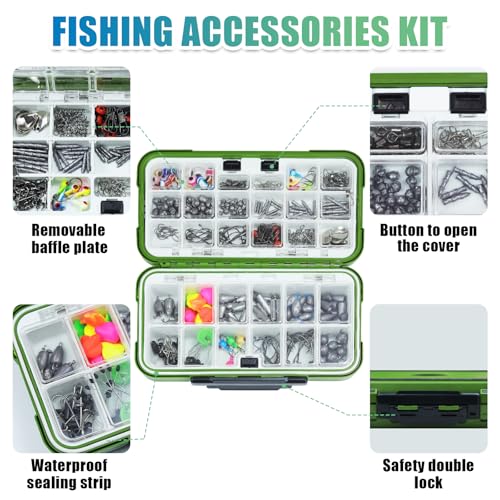 Fishing Backpack with Tackle Box - 358 Pcs Complete Fishing Tool Kit and Accessories Bundle for Anglers (Includes Bait, Hooks, Sinkers, Pliers, Lip Gripper & More) - color: Backpack With 358-piece Fishing Tool Kit