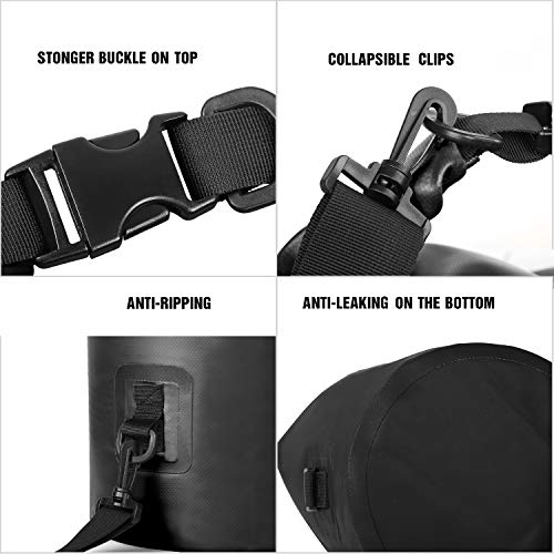 Unigear Dry Bag Waterproof, 2L/5L/10L/20L/30L/40L Floating and Lightweight Bags for Kayaking, Boating, Fishing, Swimming and Camping with Waterproof Phone Case - color: Black, size: 2L