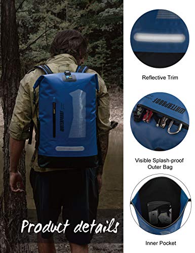 IDRYBAG Waterproof Backpack for Men 20L/30L/40L, Floating Dry Bag Kayak, Dry Backpack Hiking - color: Blue, size: 40L