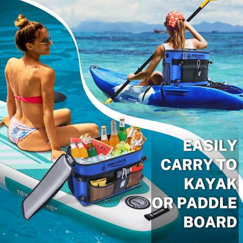 Dreizack Kayak Cooler Behind Seat, Waterproof Cooler for Kayaking,Paddle Board Cooler Compatible with Lawn-Chair Seat Kayak Accessories Cooler Bag Kayak Cooler Tow Behind for Camping Fishing - color: Blue