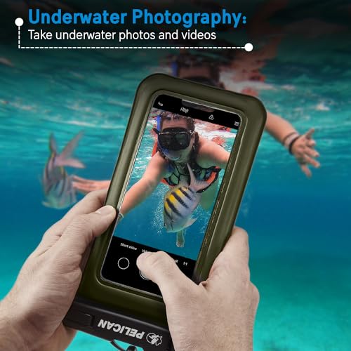Pelican 2 Pack Marine Waterproof Phone Pouch (Regular) - Olive Green | Touchscreen IP68 Floating Waterproof Phone Case w/Detachable Lanyard - Fits All Phones - Beach Cruise Ship Travel Essentials - color: Olive Green - 2 Pack - Regular, size: Regular, sty