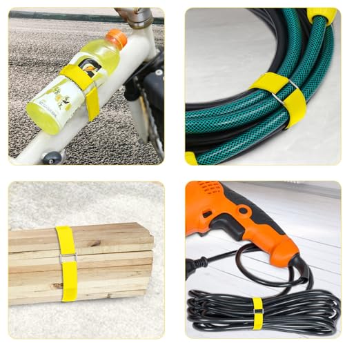 YMCRLUX 1"x16ft Hook and Loop Straps with 25 Metal Buckles, Adjustable Fastening Cable Straps, Cut-to-Length Cinch Strap, Reusable Nylon Securing Cord Ties for Organizer or Storage, 1 inch Wide,Yellow - size: 1in x 16ft Yellow
